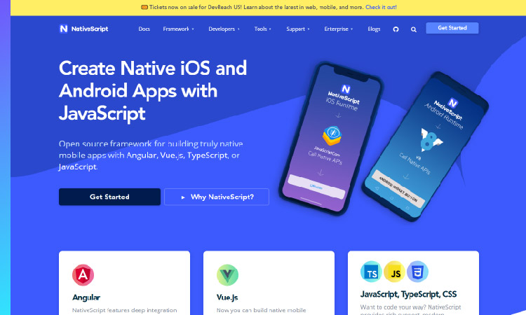 Free app builder - Native Script